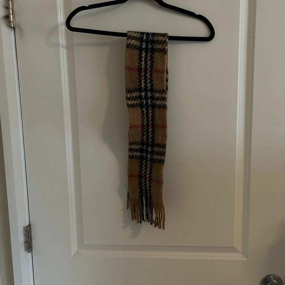 Burberry Tan and Black Checkered Scarf